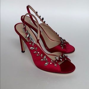 Nina red satin and crystal formal heel